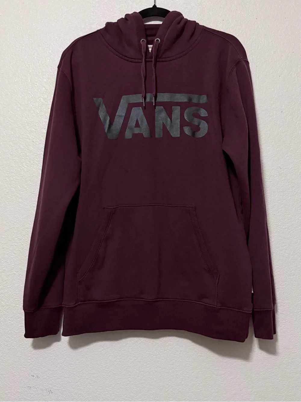 Vans Men's Zip-Up Hoodie - Burgundy with Black Logo
